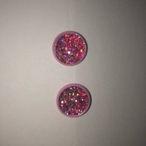 Pink Druzy Studs.